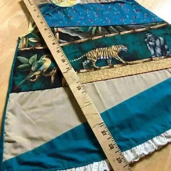 Zoo safari patchwork inspired dress 2-3 teal - Picture 4 of 7
